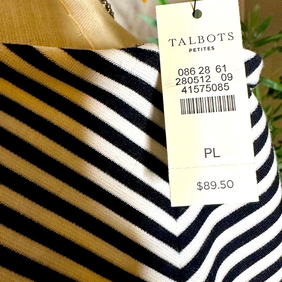 TALBOTS Dress Large Black and White Striped Sleeveless V-Neck Stretch PL - Picture 3 of 4
